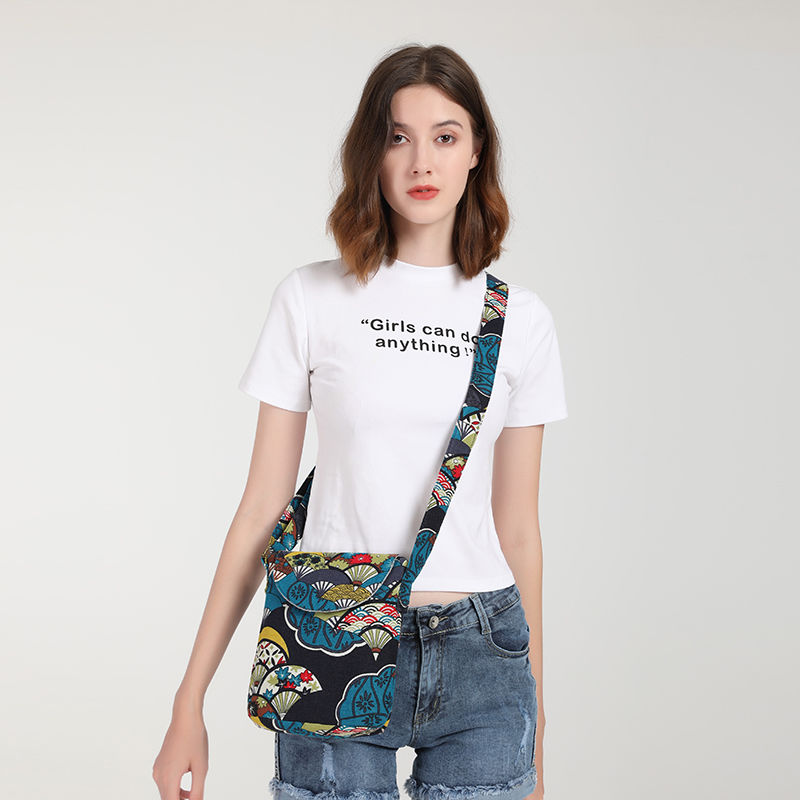 Women's Vintage Floral Canvas Crossbody - Foldable, Adjustable Strap, Zipper Closure Holiday Messenger Bag