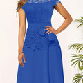 Chic Spring/Fall Elegance: Timeless Belted Lace Contrast A-Line Dress, Easy Maintenance & Comfort Fit