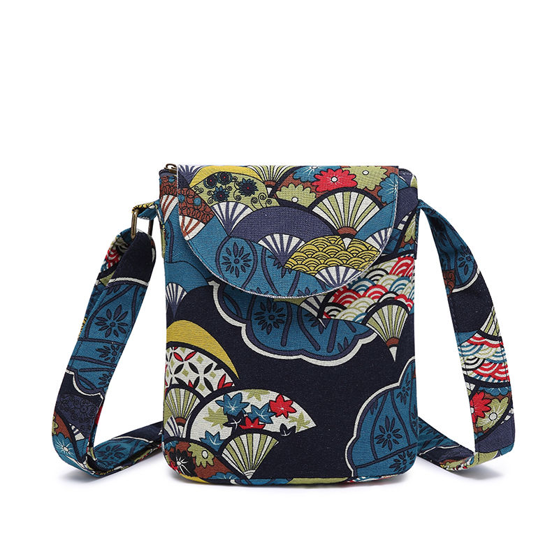 Women's Vintage Floral Canvas Crossbody - Foldable, Adjustable Strap, Zipper Closure Holiday Messenger Bag