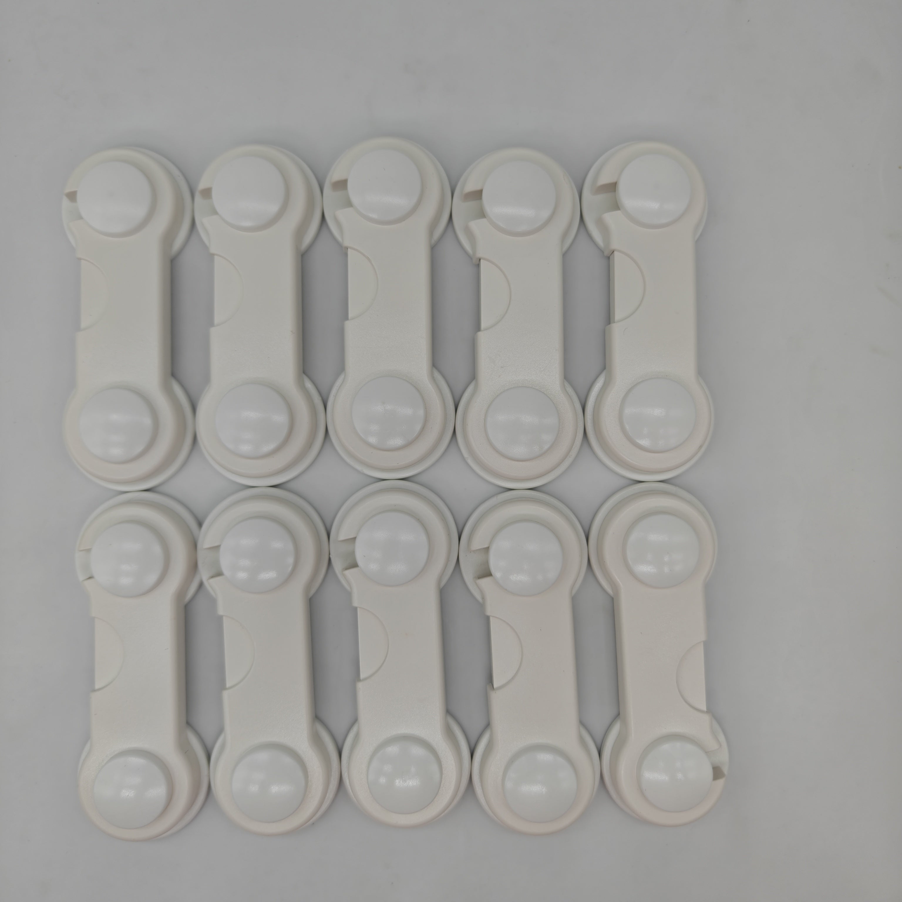 [10pcs Safety Locks for Cabinets] 10pcs Youngsters Safety Locks - Durable ABS Plastic, Phthalate-Free, White - Easy Install for Cabinets, Drawers & Fridges - Hand Pinch Protection, 3.54"x1.18