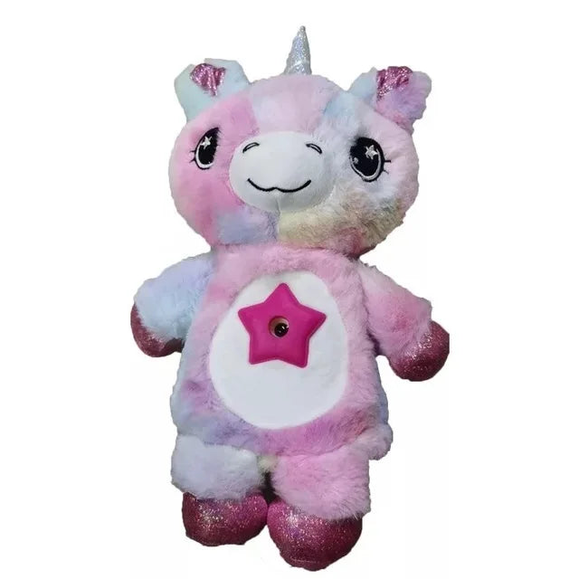 Baby Stuffed Animal With Light Projector Starry Sky Comforting Unicorn Plush LED Galaxy Night Light Cuddly Novelty Lamp Toy Gift