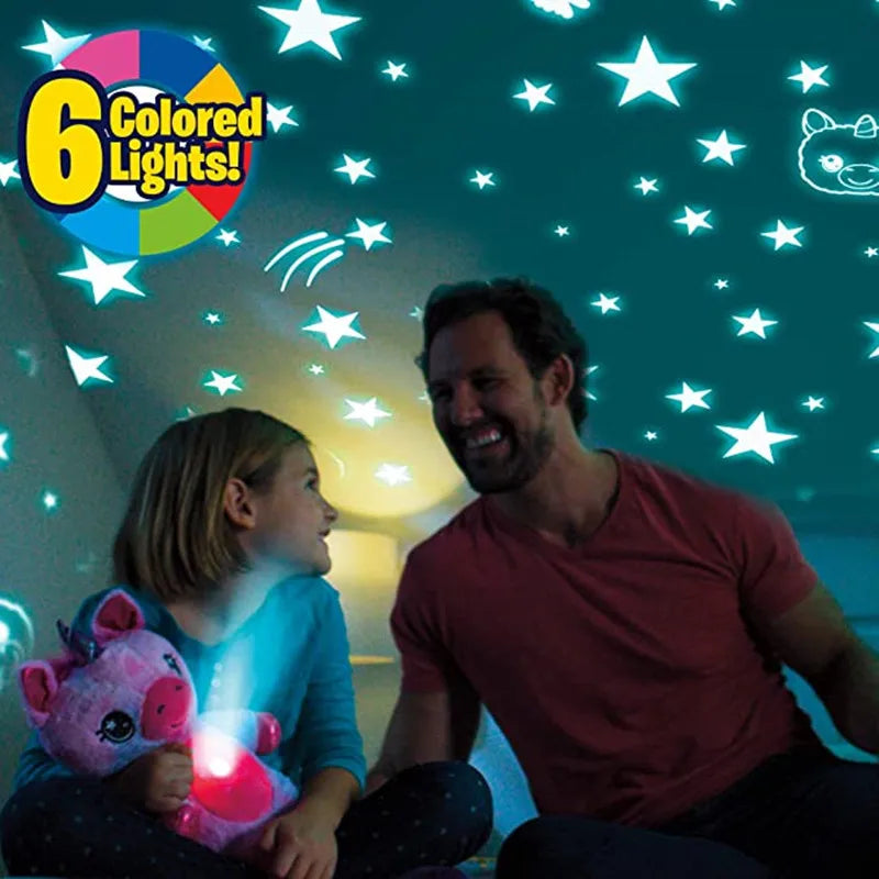 Baby Stuffed Animal With Light Projector Starry Sky Comforting Unicorn Plush LED Galaxy Night Light Cuddly Novelty Lamp Toy Gift