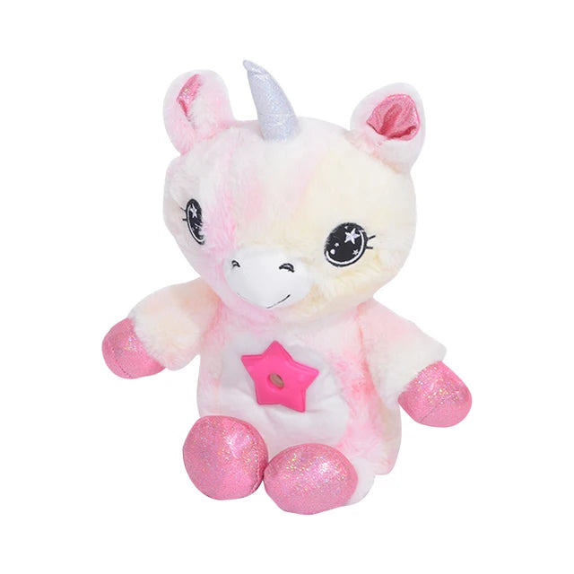 Baby Stuffed Animal With Light Projector Starry Sky Comforting Unicorn Plush LED Galaxy Night Light Cuddly Novelty Lamp Toy Gift
