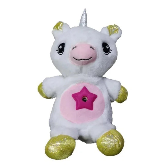 Baby Stuffed Animal With Light Projector Starry Sky Comforting Unicorn Plush LED Galaxy Night Light Cuddly Novelty Lamp Toy Gift