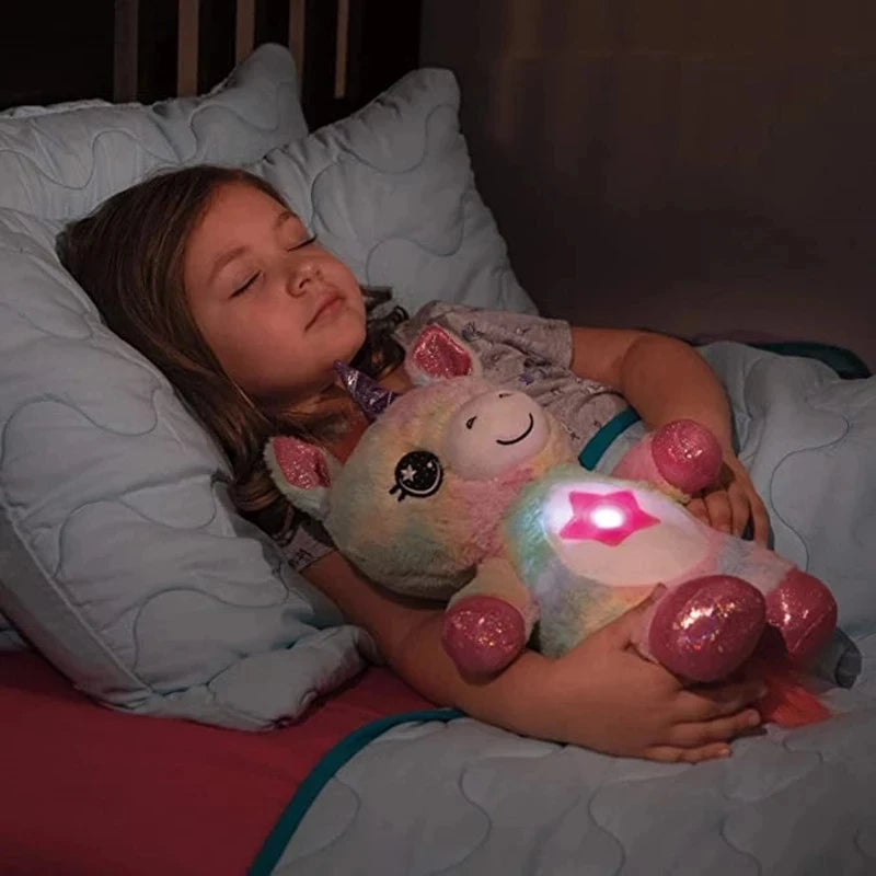 Baby Stuffed Animal With Light Projector Starry Sky Comforting Unicorn Plush LED Galaxy Night Light Cuddly Novelty Lamp Toy Gift