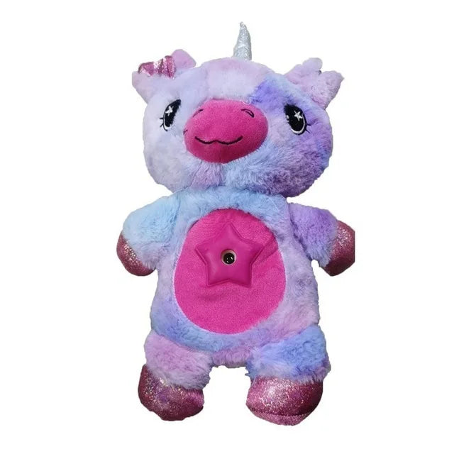 Baby Stuffed Animal With Light Projector Starry Sky Comforting Unicorn Plush LED Galaxy Night Light Cuddly Novelty Lamp Toy Gift