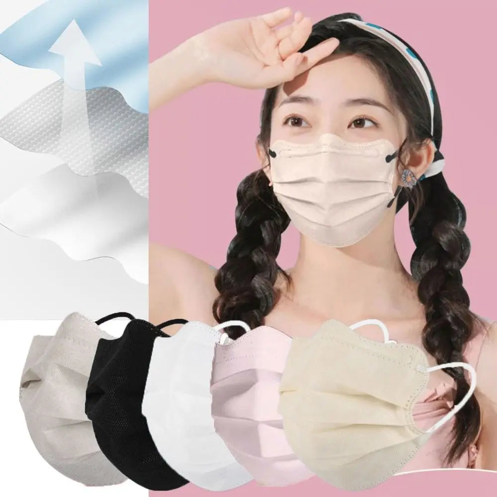 50pcs 3layer Anti-dust Mask Butterfly Shaped Design Mask Adult Face Mask Women Female Protective Disposable Face Cover