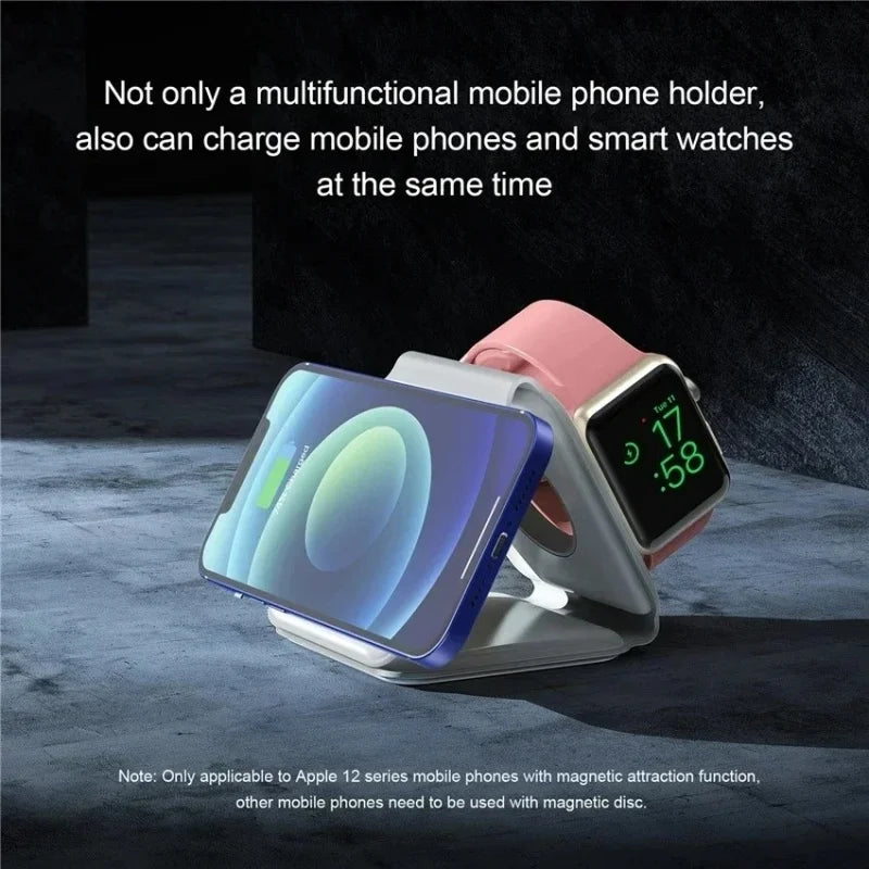 3 in 1 15W Foldable Wireless Charger Pad Stand For iPhone 17 16 15 14 Pro Max Airpods iWatch Fast Wireless Charging Dock Station