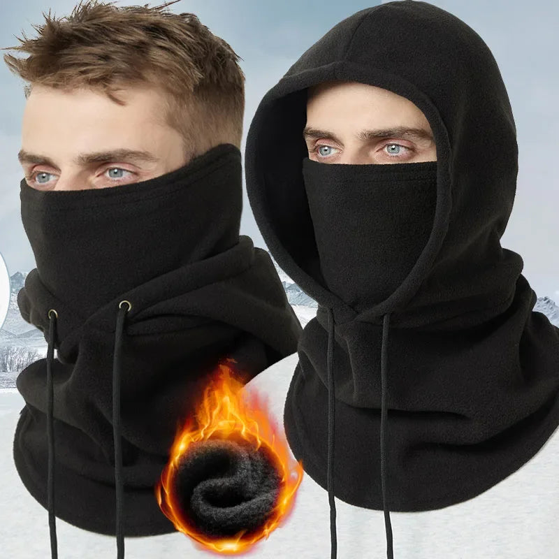 Winter Thermal Fleece Hat Hooded Outdoor Windproof Cold Warm Skiing Sport Balaclava Men Women Neck Warmer Cycling Face Mask Caps