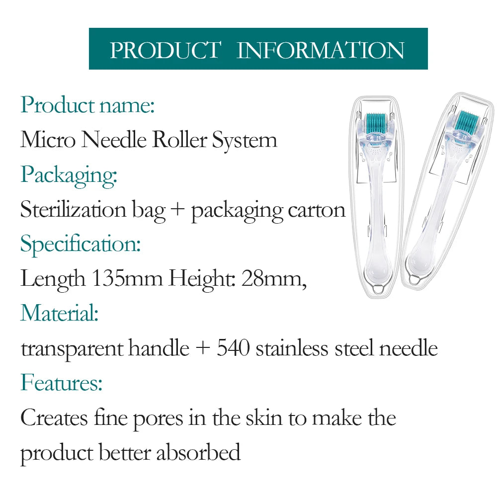 1Pcs Derma Roller 0.2/0.25/0.3mm for Hair Beard Grow Titanium 540 Microneedles Cosmetic Beauty Facial Device for Women and Man