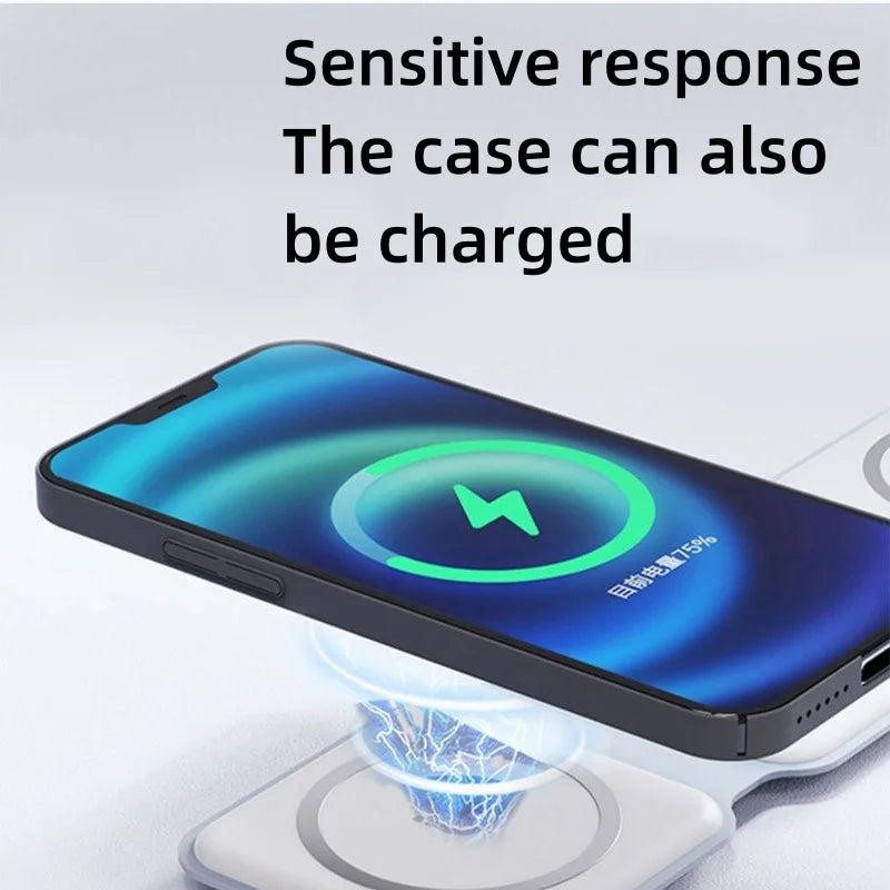 3 in 1 15W Foldable Wireless Charger Pad Stand For iPhone 17 16 15 14 Pro Max Airpods iWatch Fast Wireless Charging Dock Station