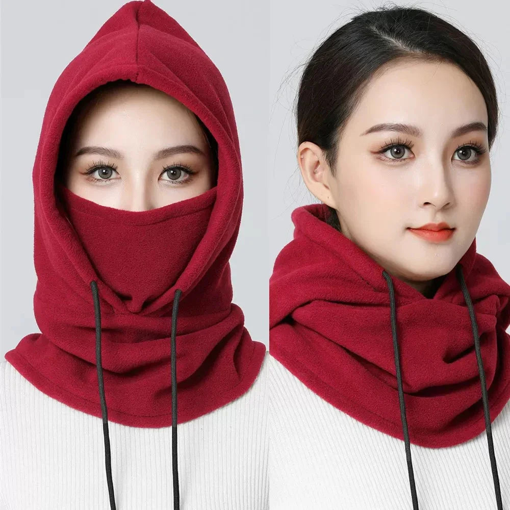 Winter Thermal Fleece Hat Hooded Outdoor Windproof Cold Warm Skiing Sport Balaclava Men Women Neck Warmer Cycling Face Mask Caps