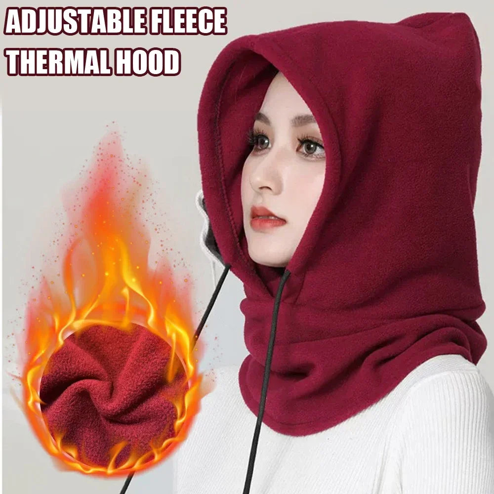 Winter Thermal Fleece Hat Hooded Outdoor Windproof Cold Warm Skiing Sport Balaclava Men Women Neck Warmer Cycling Face Mask Caps