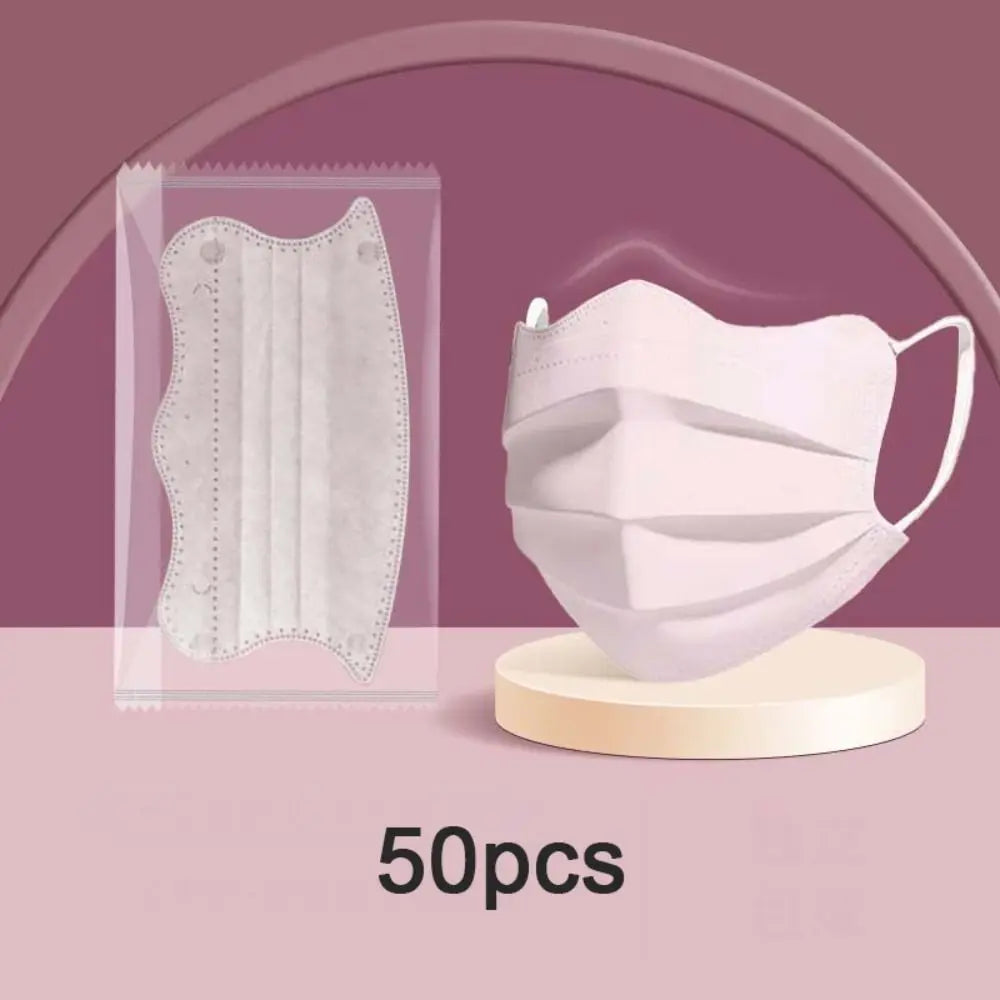 50pcs 3layer Anti-dust Mask Butterfly Shaped Design Mask Adult Face Mask Women Female Protective Disposable Face Cover