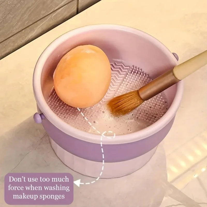 3-In-1 Silicone Makeup Brush Cleaner Mat Cosmetic Brush Cleaning Tool with Drying Rack Beauty Organizer Kit for Makeup Lovers