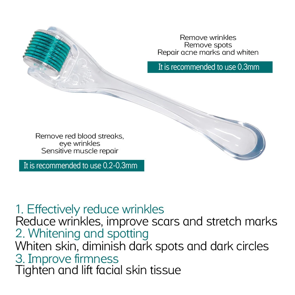 1Pcs Derma Roller 0.2/0.25/0.3mm for Hair Beard Grow Titanium 540 Microneedles Cosmetic Beauty Facial Device for Women and Man