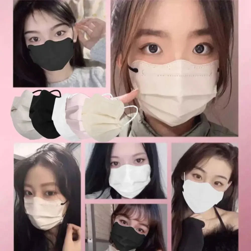 50pcs 3layer Anti-dust Mask Butterfly Shaped Design Mask Adult Face Mask Women Female Protective Disposable Face Cover
