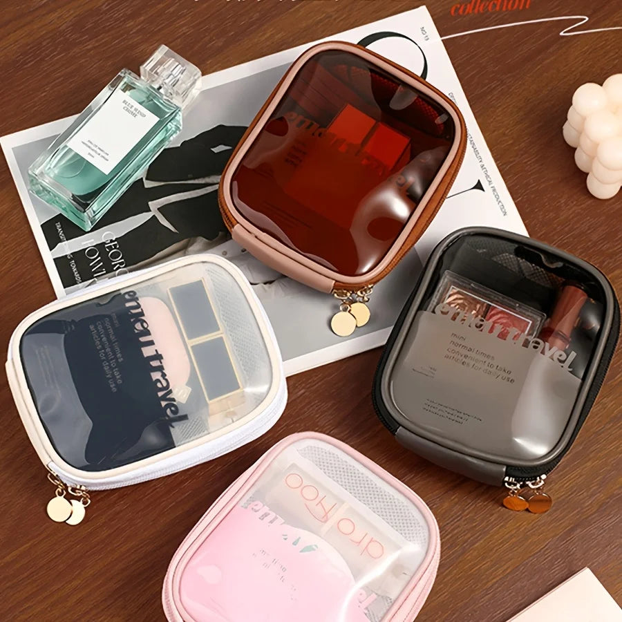Transparent Travel Cosmetic Bag, Portable Mini Waterproof Cosmetic Lipstick Storage Bag, Multifunctional Clutch Bag