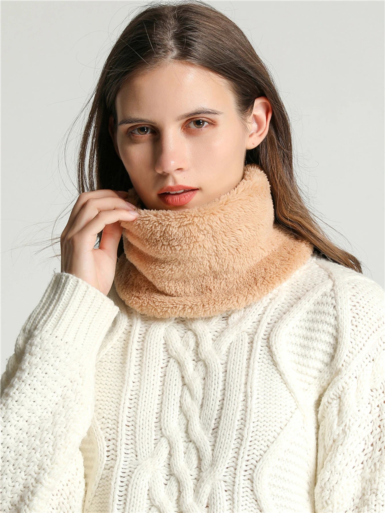 Cashmere Warm Collor Ring Winter Scarf Solid Plush Thick Outdoor Sports Men Women Children Neckerchief Full Face Mask Muffler