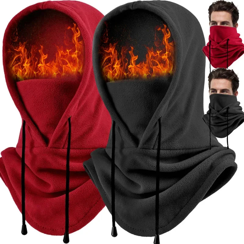 Winter Thermal Fleece Hat Hooded Outdoor Windproof Cold Warm Skiing Sport Balaclava Men Women Neck Warmer Cycling Face Mask Caps