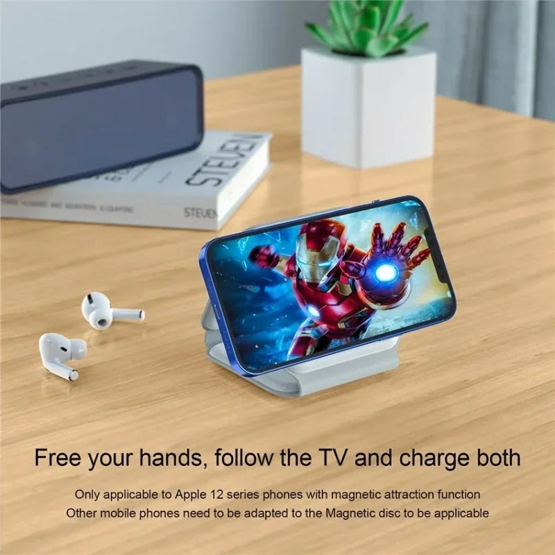 3 in 1 15W Foldable Wireless Charger Pad Stand For iPhone 17 16 15 14 Pro Max Airpods iWatch Fast Wireless Charging Dock Station