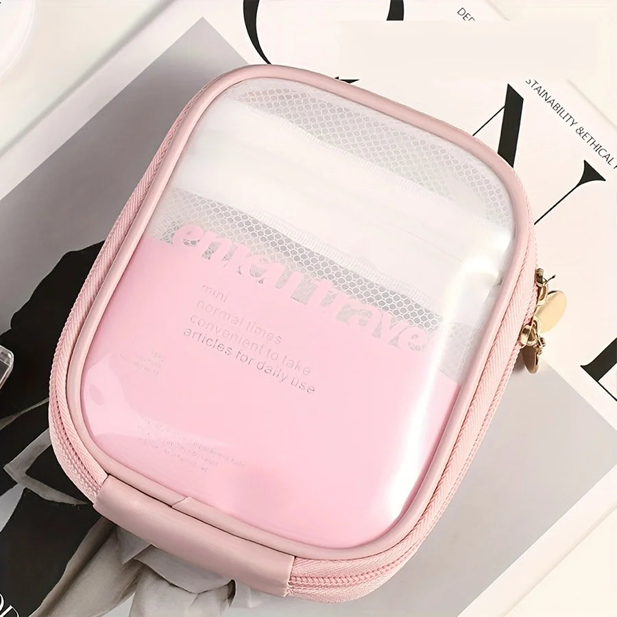 Transparent Travel Cosmetic Bag, Portable Mini Waterproof Cosmetic Lipstick Storage Bag, Multifunctional Clutch Bag