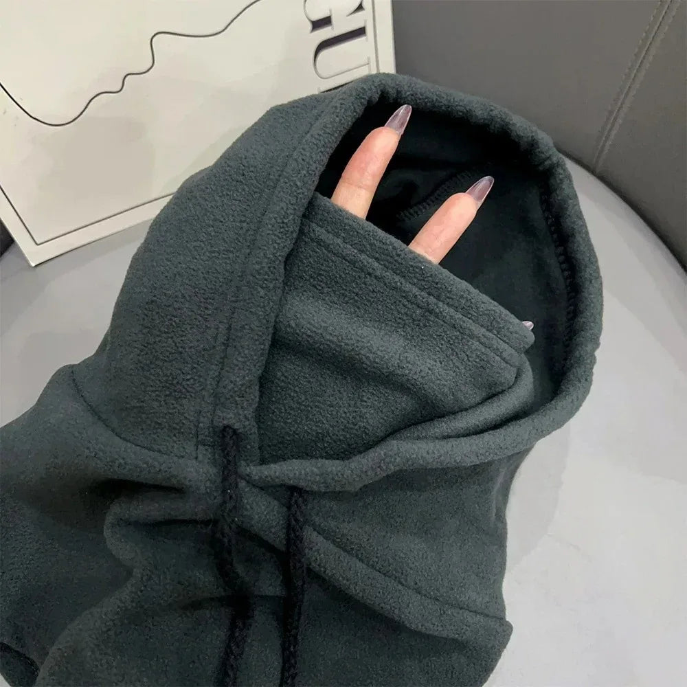 Winter Thermal Fleece Hat Hooded Outdoor Windproof Cold Warm Skiing Sport Balaclava Men Women Neck Warmer Cycling Face Mask Caps