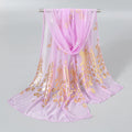 Elegant Peacock Printed Hijab Gold Glitter Polyester Scarf For Woman Solid Color Shawls Summer Sun Protection Headband 170*60cm