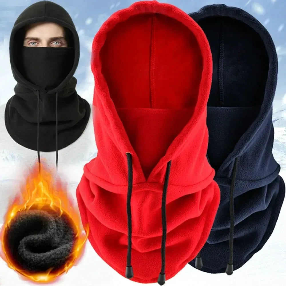 Winter Thermal Fleece Hat Hooded Outdoor Windproof Cold Warm Skiing Sport Balaclava Men Women Neck Warmer Cycling Face Mask Caps