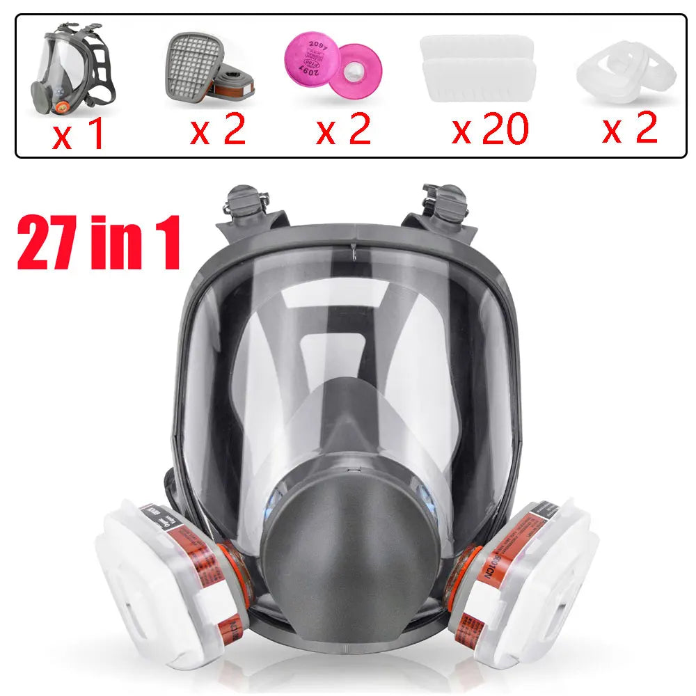 27 In 1 6800 Industrial Painting Spraying Respirator Gas Mask 15 In 1 Suit Safety Work Filter Dust Full Face Mask Replace MMM
