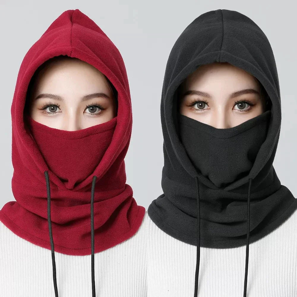 Winter Thermal Fleece Hat Hooded Outdoor Windproof Cold Warm Skiing Sport Balaclava Men Women Neck Warmer Cycling Face Mask Caps