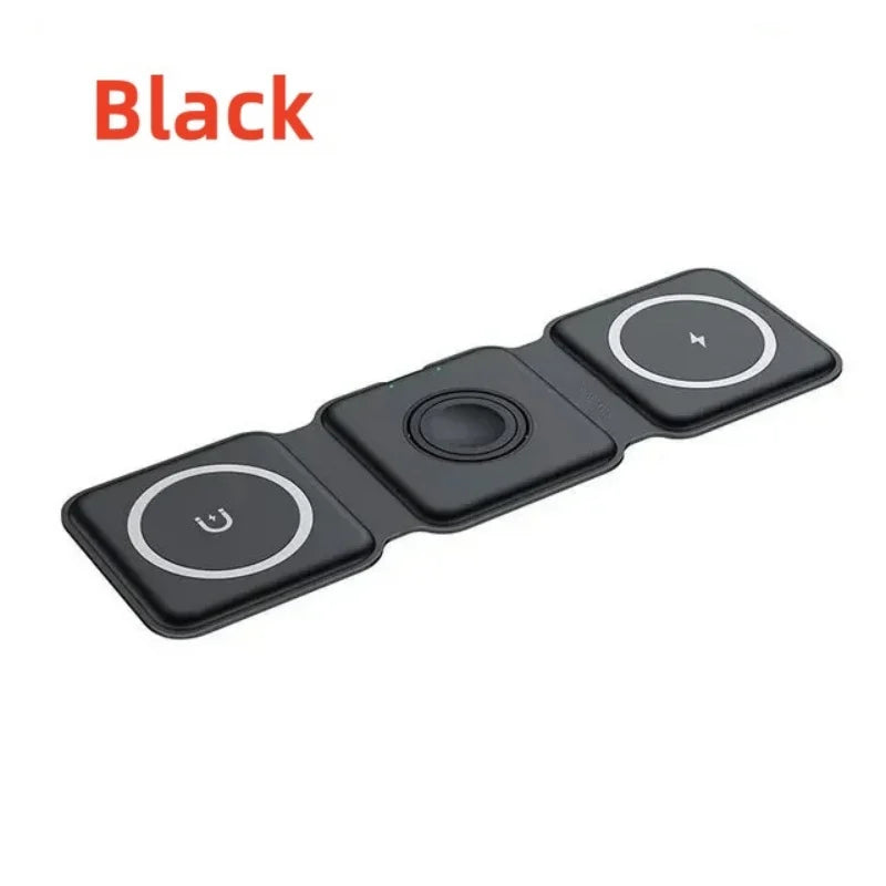 3 in 1 15W Foldable Wireless Charger Pad Stand For iPhone 17 16 15 14 Pro Max Airpods iWatch Fast Wireless Charging Dock Station